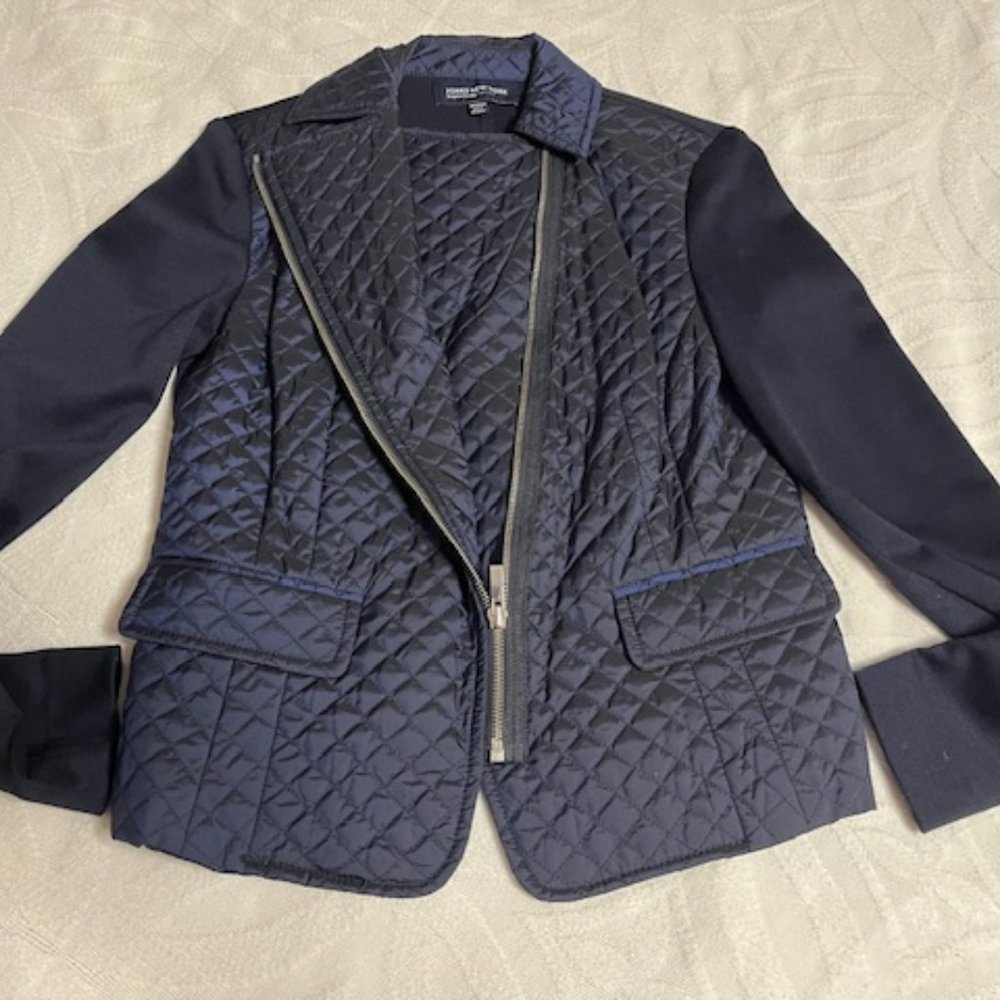 Jones New York Signature Petite Navy Blue Quilted Zip Up Jacket Small
